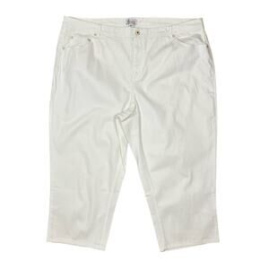 NEW D&Co Denim & Company White Cropped Jeans Embellished Pockets Size 24W